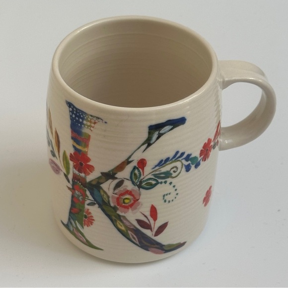 Anthropologie Starla M Halfmann Petal Palette Monogram Letter K Coffee Mug - Picture 7 of 11